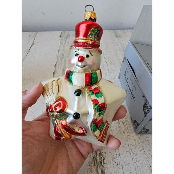 Polonaise star snowman ornament glass glitter gold red Kurt Adler Xmas tree - Picture 10 of 11